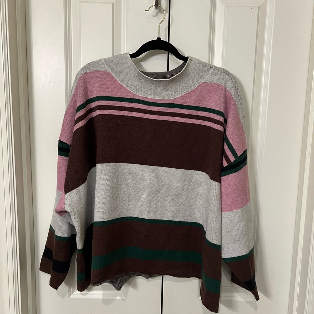 Anthropology Maeve The Carys Mock Neck Sweater Striped